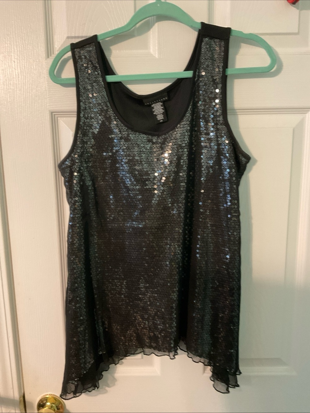 Apostrophe Black Sequin Swing Tank Top